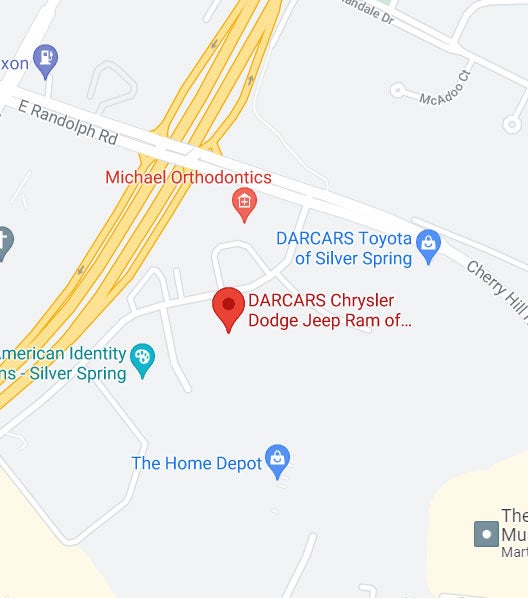 Map of DARCARS Chrysler Dodge Jeep RAM of Silver Spring in Silver Spring MD