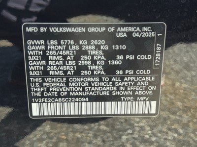 2025 Volkswagen Atlas Cross Sport 2.0T SEL Premium R-Line