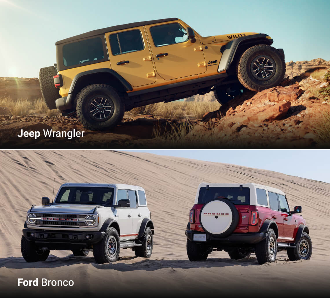 Ford Bronco vs. Jeep Wrangler Dimensions