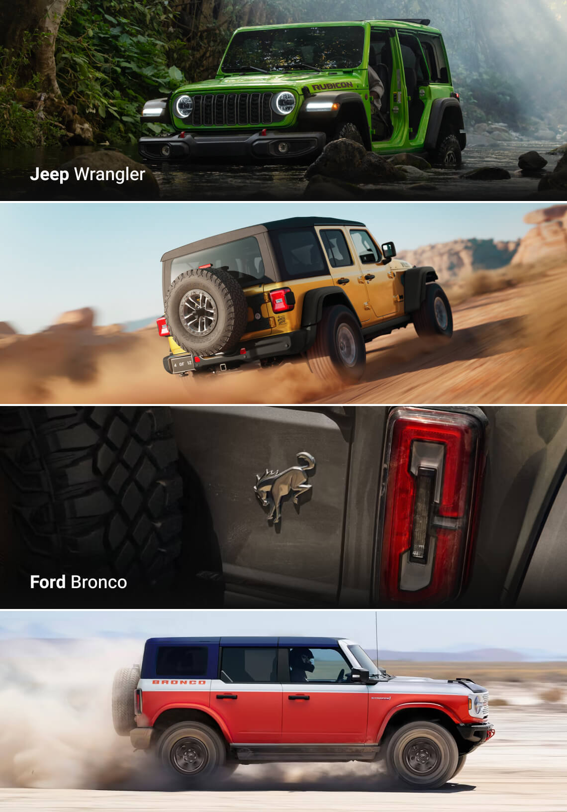 Ford Bronco vs. Jeep Wrangler Trims & Features
