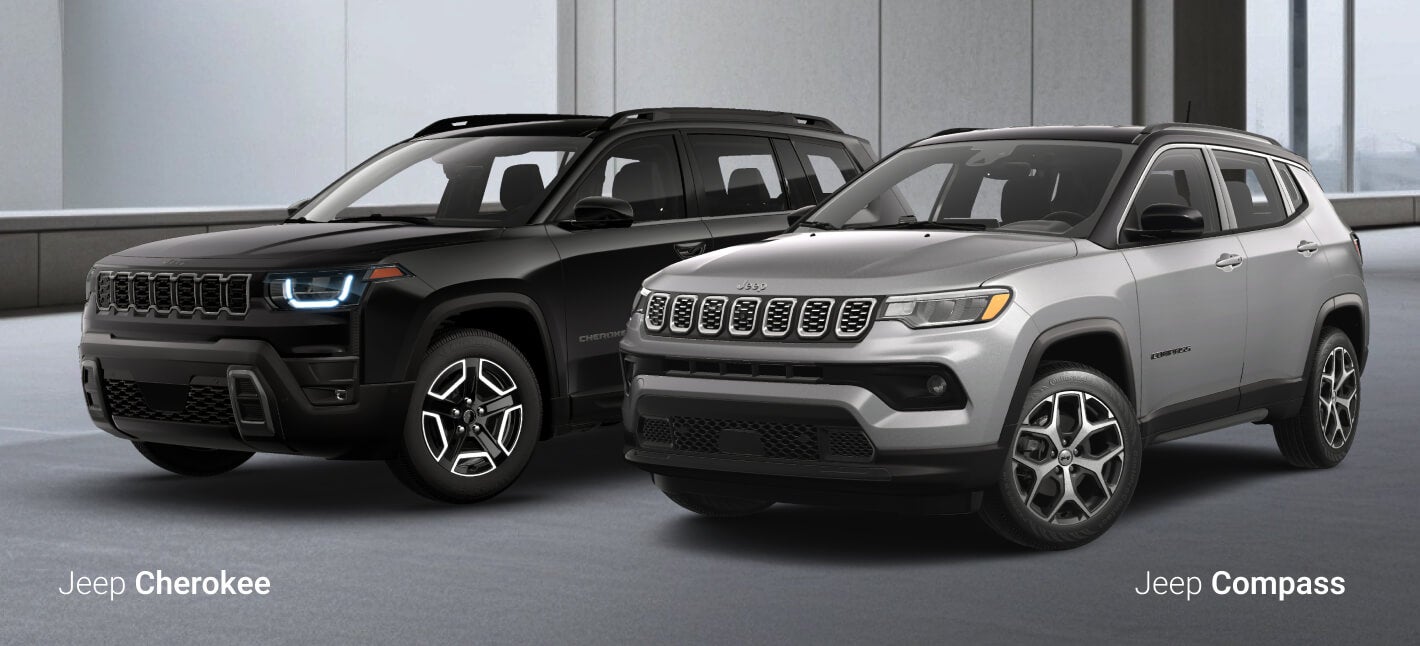 Jeep Compass next to a Cherokee