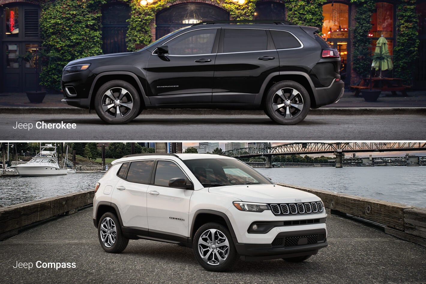 Jeep Cherokee in the clity | Jeep Compass by the water